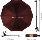 UPF 50+ Beach Umbrella with Adjustable Universal Clamp