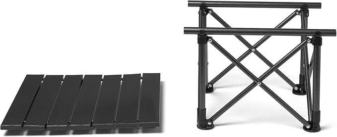 Amazon Basics Camping Table, Made of Alloy Steel and Aluminum, Small, Folding, Camping Essentials, Black