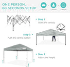 Best Choice Products 8x8ft Pop Up Canopy Tent, Outdoor Shade, 1 Person 1 Minute Set Up, Carry Case, 4 Weight Bags - Silver