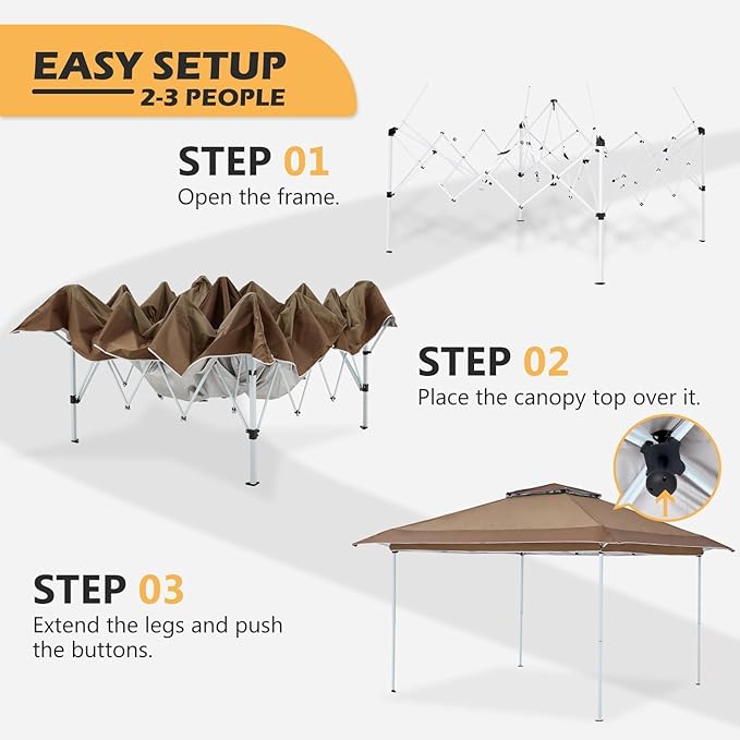 Gazebos on Clearance 12x12-Feet Easy Instant Pop Up Canopy Sidewalls Shade Lightweight Folding Portable Outdoor Clearance Patio Tent Waterproof Anti Uv Outdoor Exhibition Heavy Duty (Brown)
