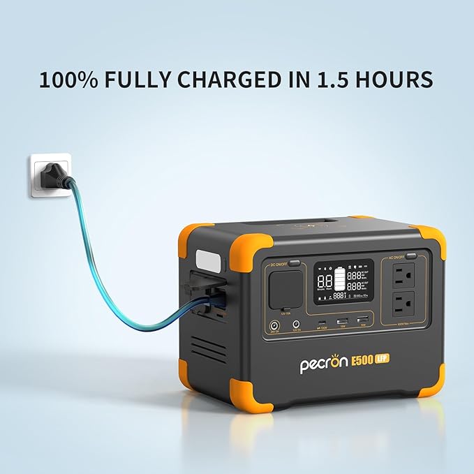 PECRON E500LFP Portable Power Station, 600W/576Wh Solar Generator, Power Station LiFePO4 Battery Backup, Fast Charging for Home Use, RV, Camping, CPAP, Emergencies