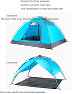 GeRRiT Tent Double Layer Automatic Instant Setup Camping Tent 3-4 Person Family Tent Waterproof Foldable Tent for Hiking Travel Yurt