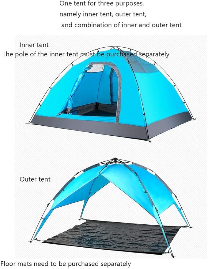 GeRRiT Tent Double Layer Automatic Instant Setup Camping Tent 3-4 Person Family Tent Waterproof Foldable Tent for Hiking Travel Yurt
