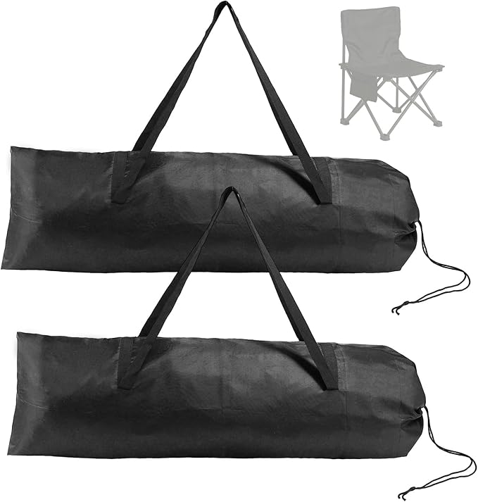 2pcs Camping Chair Replacement Bag, 43.31x14.96in Portable Folding Large Storage Bag with Double-Handle Straps and Drawstring for Hammock Yoga Mat Poles Tent Travel Accessories(No Chair Included)