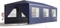 EROMMY Outdoor Party Tent 10x30 FT, Waterproof PE Canopy with 6 Removable Sidewalls and 2 Zipper Doors for Weddings, Events, Backyard Parties, Blue
