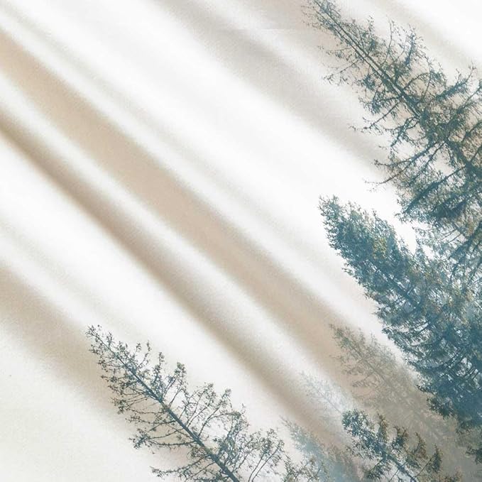 RV Shower Curtain Nature Forest Mountain Camper Shower Curtains for Travel Trailer Bathroom Woodland Tree Camping Bath Accessories Set with Hooks 48 x 72 Inches