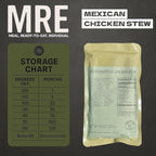 MRE (Meal-Ready-to-Eat) | Single Serving Entree | Emergency Meals | Survival Food | Fresh Dates | Long Shelf Life | Made in USA (3-Pack, Mexican Chicken Stew)