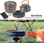 Camping Cookware Kit Outdoor Aluminum Cooking Set Water Kettle Pan Pot Travelling Hiking Picnic BBQ Tableware Equipment (Color : A)
