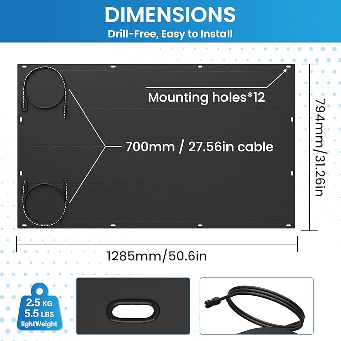 200W 12V IBC Flexible Solar Panel, 26% High-Efficiency Monocrystalline Cell, 245° Ultra Lightweight Waterproof Semi-Flexible for RV, Marine, Boat, Van, Camping (2 * 200W)