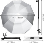UPF 50+ Beach Umbrella with Adjustable Universal Clamp