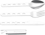 4-in-1 Camping Spoon Fork Knife Combos Set of 4 - Portable Stainless Steel Flatware Spoon Fork kit - forks Knife & Bottle Opener Combo Pack for Picnic Hiking Travel