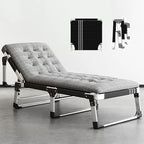 Portable Folding Bed 5 Gears Adjustable Folding Camping Bed with Mattress Cots for Camping Support 200kg Lounge Chair