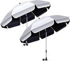 2Pack 48.8 inch Large Beach Umbrella with Clamp Sun Shade for Beach Chair, 360°Adjustable UV Protection Golf Umbrella with Clip for Outdoor Stroller Wheelchair Camping Chair