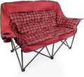 Black Sierra Double Camping Chair for Adults, Oversized Folding Loveseat Supports 600 lbs, Plush Padded Outdoor Couch with Cup Holders and Carry Bag for Beach, Patio, RV, or Tailgating Events