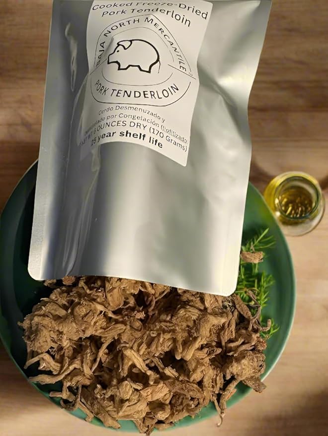 Cooked Freeze-Dried Pulled Pork Tenderloin | 6oz makes 1.8 lbs Rehydrated | Designed for Backpackers, Campers, Survivalist, Hunters and Emergency Preparedness | Made in USA to Include Food Certified Packaging