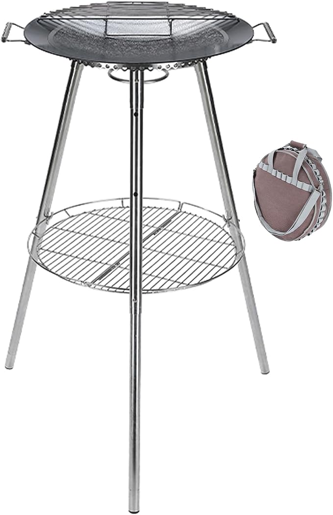 CAMPINGMOON Skottle Grill Cooking System Kit 18 inch Carbon Steel Pan Adjustable Legs Portable Camp Cooking Gear with Carry Bag (Skottle base set GR-900)