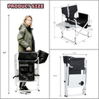 400LBS Heavy Duty Camping Director Chair - Lightweight Aluminum Frame with Foldable Side Table, 600D Oxford Seat & 3 Storage Pockets, Portable for Camping,Sports,Indoor/Outdoor Adults Use
