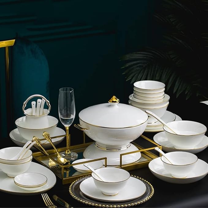 European Dish Set Bone China Tableware Complete Kitchenware