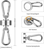 Heavy Duty Magnetic Clips with Carabiner, 8-Pack (4 Pairs) | 40LB Strong Silver Neodymium Magnets for Tent, Awning, RV & Cruise Cabin | No Drill Hooks, Camping Essentials & Tent Accessories