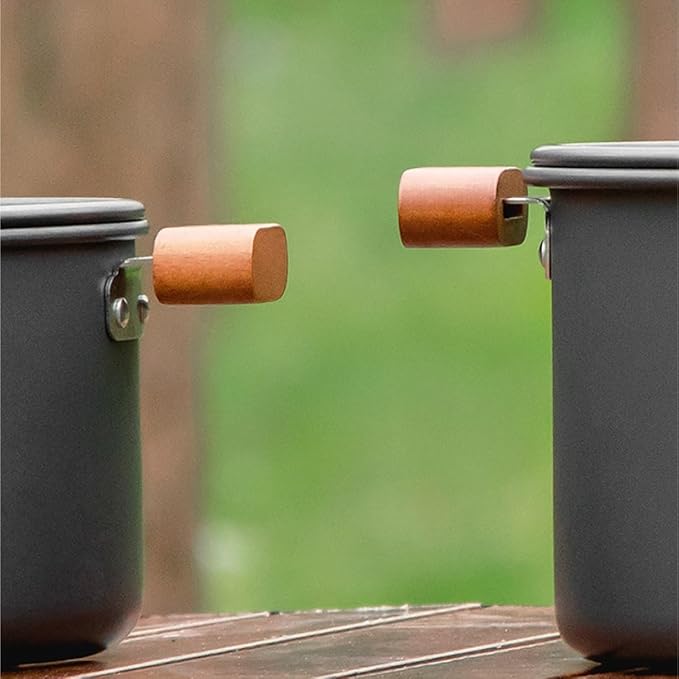 Camping Campfire Utensils, Outdoor Portable Double Ear Hot Pot Picnic Travel Tableware Camping Cooker Backpacking Gear