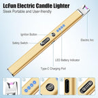 LcFun 3 Pack Candle Lighter Electric USB Rechargeable Plasma Arc Lighter with Safety Lock, Windproof Flameless Long Lighters for Candle, Grill, BBQ, Camping, Gas Stoves (Black,Silver,Gold)