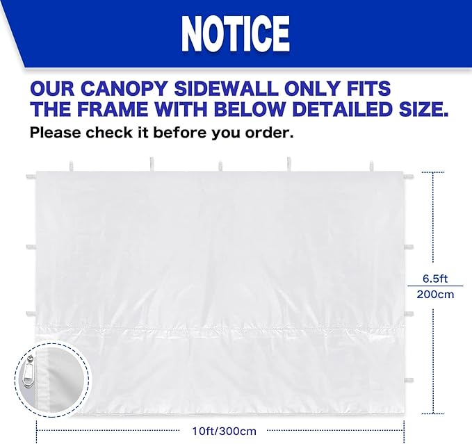 Instant Canopy Tent Sidewalls for 10x10 Pop Up Canopy Waterproof,99% UV Protection，3 Piece Sidewalls, Blue(3PCS Sidewall Only, Canopy Tent NOT Included)