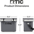 RTIC Ultra-Light 22 Quart Hard Cooler Insulated Portable Ice Chest Box for Drink, Beverage, Beach, Camping, Picnic, Fishing, Boat, Barbecue, 30% Lighter Than Rotomolded Coolers
