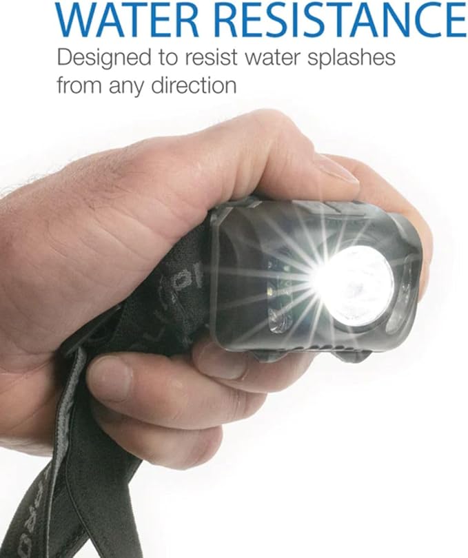 LUXPRO LP345V2 LED Headlamp - Bright 300 Lumen Head Lamp for Outdoors, Camping & Hiking - 6 Light Modes White, Green & Red Light - IPX4 Waterproof - Adjustable Headband - Batteries Included - 4 Pack