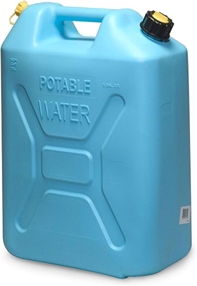 Scepter Portable Plastic Military Style Food Grade 5 Gal Water Jug Container with Reversible Spout for Camping & Emergency Storage, Blue