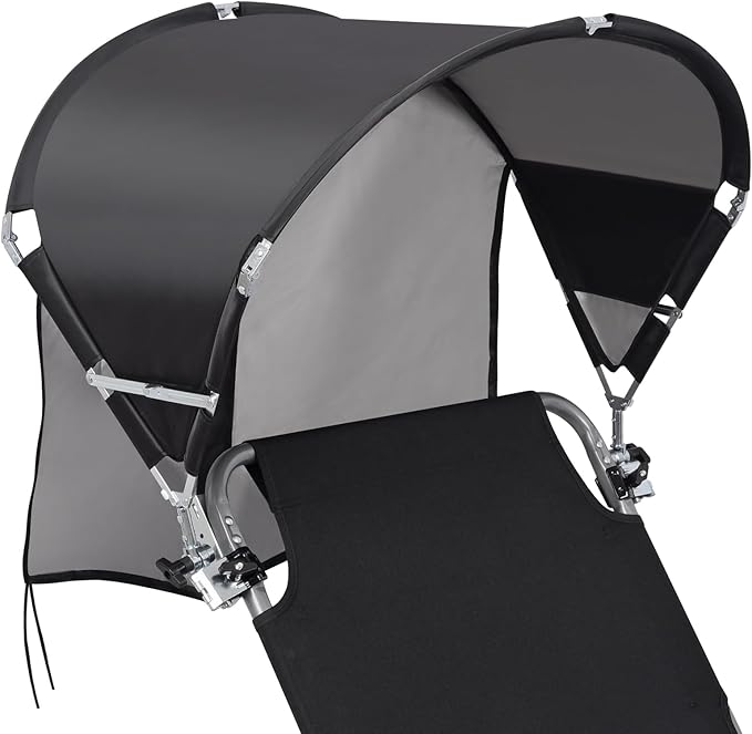 Universal Chair Umbrella Canopy, UPF 50+ Chair Sun Shade Attachment with Adjustable Clamp Fits Most Brands’ Beach, Camping, Lawn, Wheelchair, Tanning, Zero Gravity, Lounge, Fishing Chairs, Patented