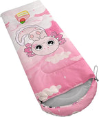 AILONEN Kawaii Panda Sleeping Bags,Lightweight & Waterproof,3 Season Warm & Cool Weather,Dreamy Purple Flower Animal Themed Sleeping Bags for Boys,Girls,Kids,Adults Travelling,Outdoors
