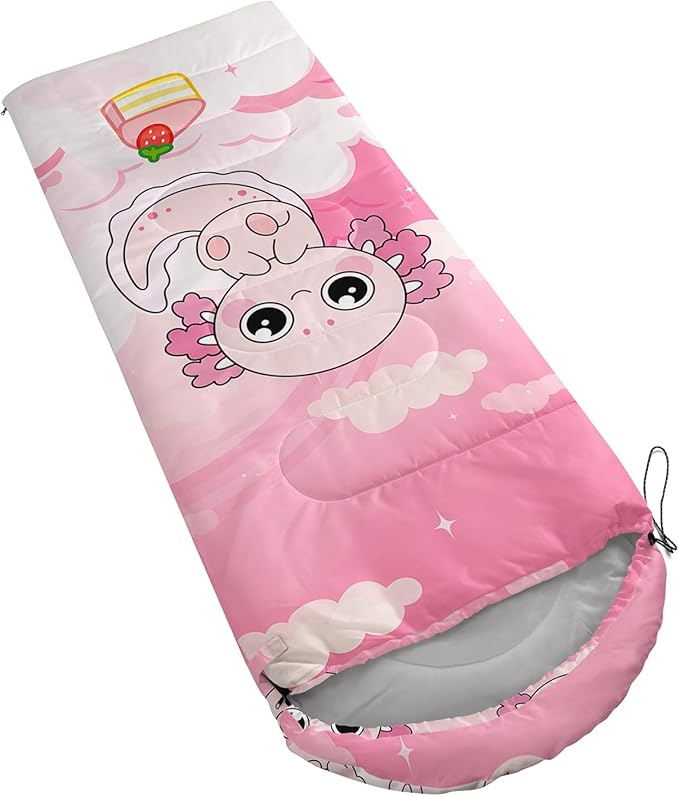AILONEN Kawaii Panda Sleeping Bags,Lightweight & Waterproof,3 Season Warm & Cool Weather,Dreamy Purple Flower Animal Themed Sleeping Bags for Boys,Girls,Kids,Adults Travelling,Outdoors