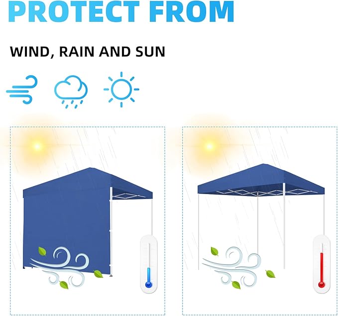 Joramoy Instant Canopy Sunwall 10×10 for Pop Up Canopy, Waterproof, UV Protection Canopy Sidewall, 1 Pack Straight Leg Canopy Side Panels Only（10×10, Blue)