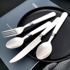 White Silverware Set for 14 Durable Stainless Steel Flatware Set 56 Piece Cutlery Tableware Utensils White Handle (ABS) Set Include Teaspoons Knives Forks and Spoons for Home Kitchen Christmas