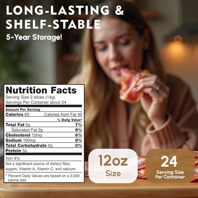 Werling Fully Cooked Canned Bacon 12 oz – Ready to Eat Smoked Bacon, Shelf Stable up to 5 Years, Long-Term Food Storage, Emergency Survival Food, Camping & Hiking Meals, Pantry Staple, No Refrigeration Required, Canned Meat, Pack of 12