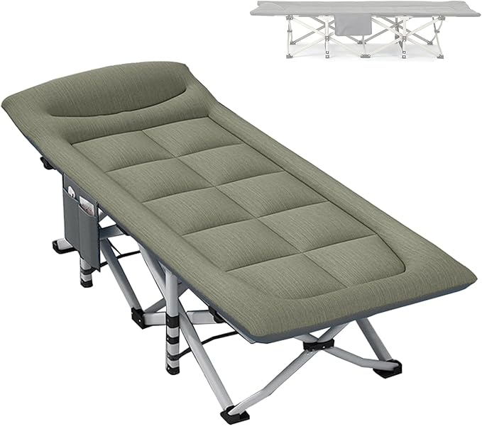 Folding Camping Cot, Portable Folding Camping Cot, Outdoor Patio Folding Lounge Chair, Perfect for Camping, Pool, Beach, Patio,Office