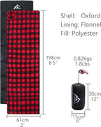 Heated Sleeping Bag pad, Operated by 5V/2A USB Power Supply (Battery NOT Included). Black & Red Flannel.