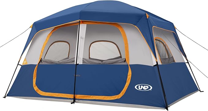 UNP 2/4/6/8 Person Tent, Portable Cabin Tent, Camping Tent 4-Person Easy Set Up, Waterproof with Top Rainfly for Outdoor Camping/Hiking
