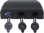 12-24 V Multifunctional 3 Hole Tent Type Car Modification Socket Dual Female Power Outlet Adapter Dual USB Charger Ports Combination Outlet Suitable for Portable Auto Electronic Devices ﻿