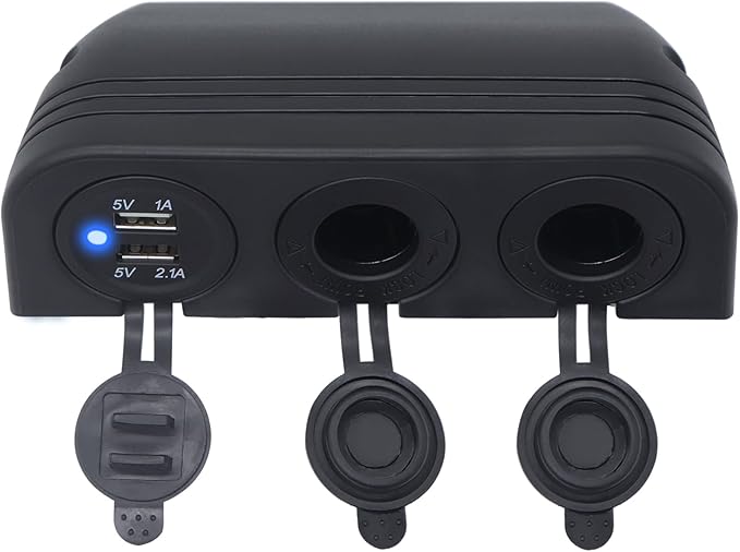 12-24 V Multifunctional 3 Hole Tent Type Car Modification Socket Dual Female Power Outlet Adapter Dual USB Charger Ports Combination Outlet Suitable for Portable Auto Electronic Devices ﻿