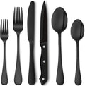 96 Piece Black Flatware Set for 16 Stainless Steel Cutlery Sets Delicate Camping Silverware Set for Kitchen Hotel Picnic Restaurant Include Knife Fork Spoon Steak Knife Dessert Fork Dessert Spoon