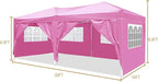 10x20 Pop Up Canopy Tent Heavy Duty with 6 Removable Sidewalls, Water Resistant, UV-Resistant, Portable Outdoor Instant Event Shelter for Parties, Weddings, Camping, Pink