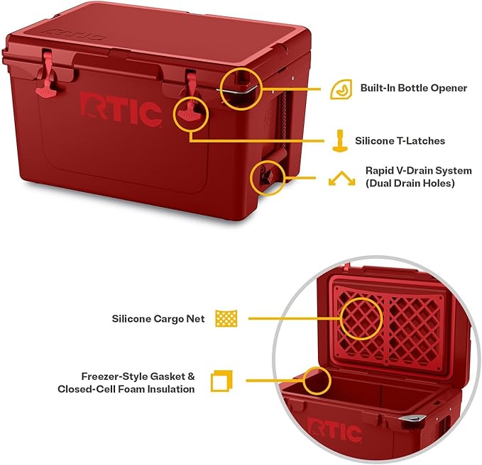 RTIC Ultra-Tough Cooler Hard Insulated Portable Ice Chest Box for Beach, Drink, Beverage, Camping, Picnic, Fishing, Boat, Barbecue