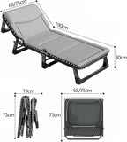 Foldable Bed with Mattress Queen Sleeping Cots for Adults with 3D Memory Headrest Portable Folding Bed Cot Lounge Chair for Beach Lawn Camping(D,190 * 75 * 30cm)