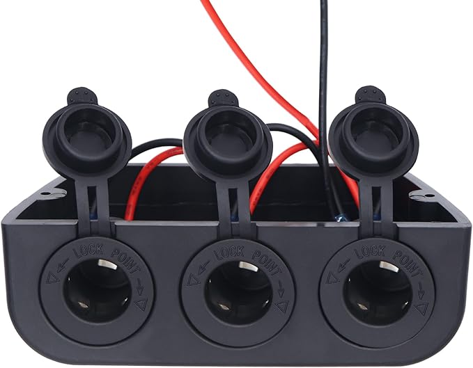 12-24 V 3 Hole Tent Type Power Distribution Sockets Cigarette Lighter Splitter Power Adaptor Combination Automotive Accessory Outlet for Car and Marine ﻿