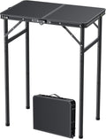 FUNYKICH Max 29.4'' Tall Camping Tables(23.6''Lx15.7''W), 3 Adjustable Height Small Folding Table, Ultra-Light Aluminum Portable Table with Carry Handle for Car Camping, Backyard Party, Beach, Picnic
