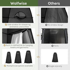 Wolfwise Pop Up Shower Tent, Portable Instant Changing Tent with Ventilation Window & Carry Bag, Privacy Bathroom Toilet for Beach, Camping & Outdoor, Width 40 ", Height 75 ", Black