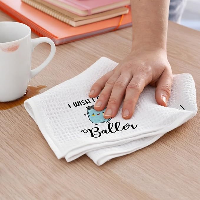 4Pcs Funny Kitchen Towels 24x14 Inch, Cute Kitchen Utensils Waffle Weave Hand Towels for Home Farmhouse, White Absorbent Microfiber Dish Cloth Tea Towel, Housewarming Gifts for Women Mom 1