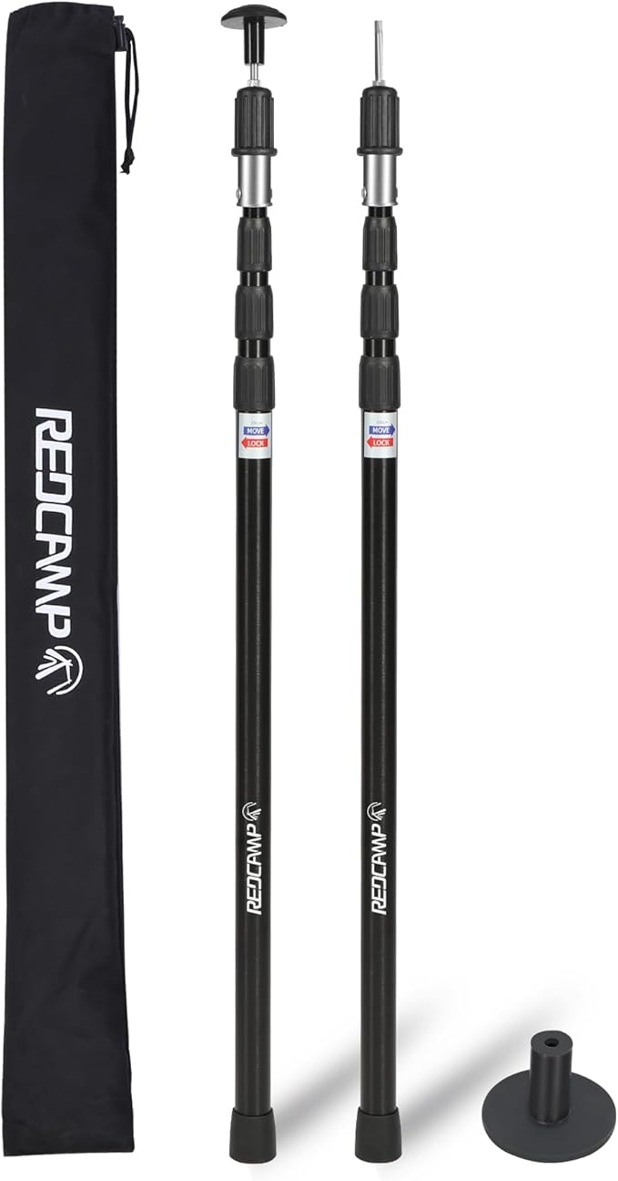 REDCAMP Aluminum Adjustable Camping Tarp Poles, Set of 2, 33.3in to 98.4in Telescoping Lightweight Tent Poles for Shelter, Hammock Rain Fly, Awning