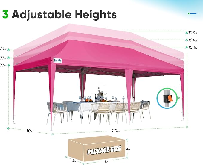 Quictent 10x20 Pop up Canopy Without Sidewalls Easy up Canopy Tent Instant Shelter with Windows for Outdoor Event Party